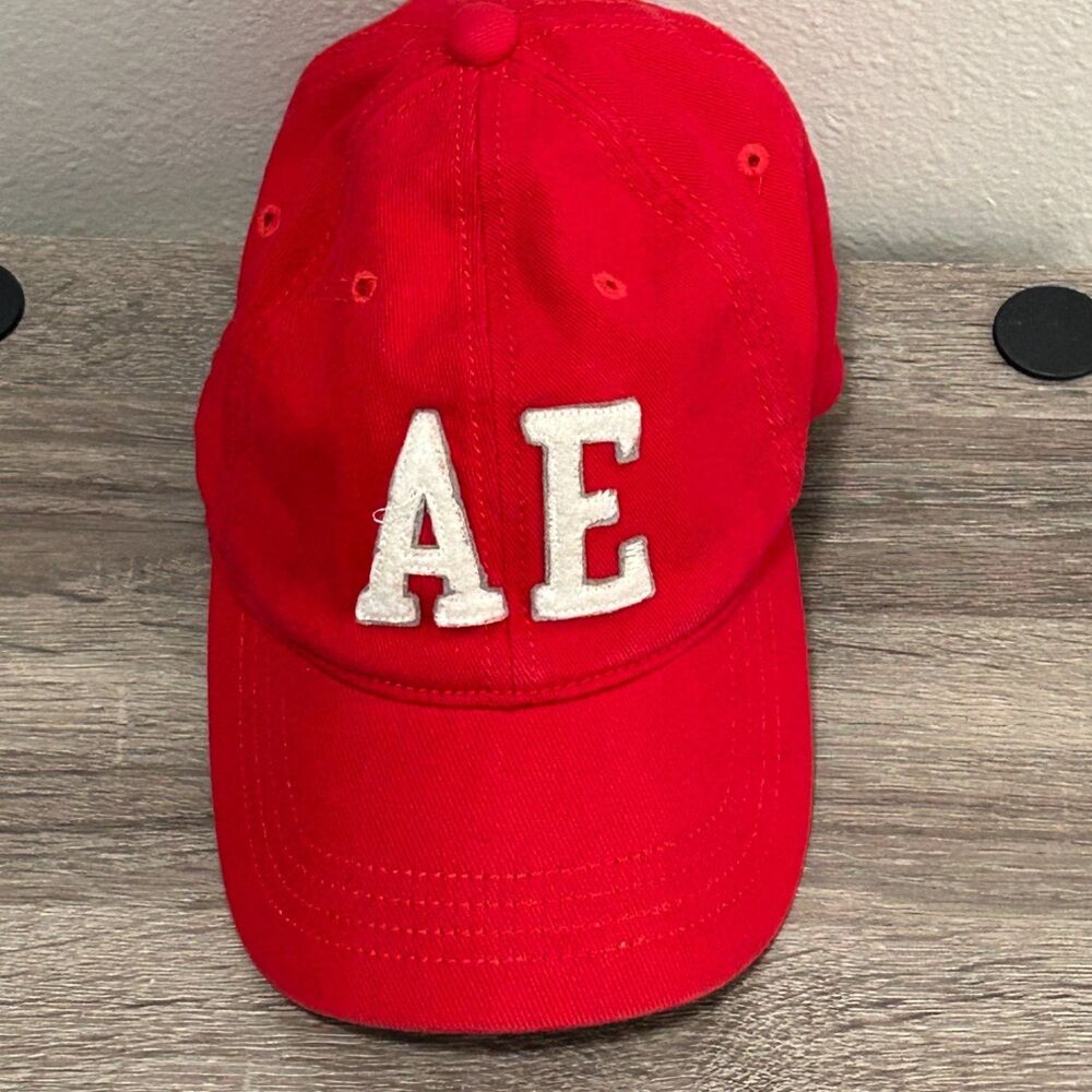 American Eagle Outfitters Red Baseball Cap with White AE Patch